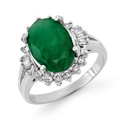 3.39 CTW Emerald & Diamond Ring 18K White Gold - REF-101R8K - 13332