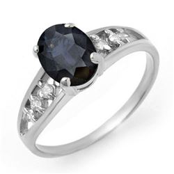 1.60 CTW Blue Sapphire & Diamond Ring 18K White Gold - REF-33H5W - 13729