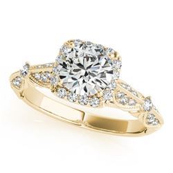 1.36 CTW Certified VS/SI Diamond Solitaire Halo Ring 18K Yellow Gold - REF-388F4M - 26529