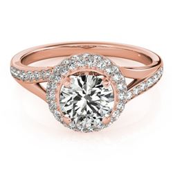 1.6 CTW Certified VS/SI Diamond Solitaire Halo Ring 18K Rose Gold - REF-390X9T - 26827