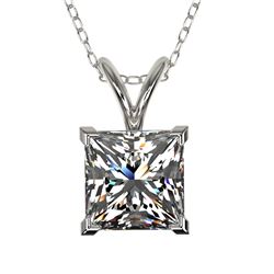 1.25 CTW Certified VS/SI Quality Princess Diamond Necklace 10K White Gold - REF-367R3K - 33214