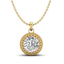 1 CTW VS/SI Diamond Solitaire Art Deco Necklace 18K Yellow Gold - REF-292R5K - 36892