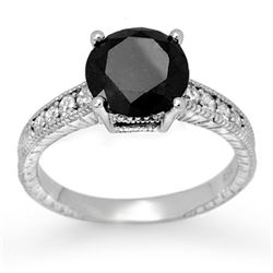 3.0 CTW Vs Certified Black & White Diamond Solitaire Ring 14K White Gold - REF-117X3T - 11934