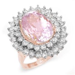 12.08 CTW Kunzite & Diamond Ring 14K Rose Gold - REF-264R2K - 14334