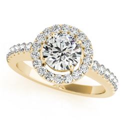 1.02 CTW Certified VS/SI Diamond Solitaire Halo Ring 18K Yellow Gold - REF-208F2M - 26331