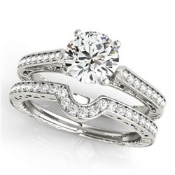 0.82 CTW Certified VS/SI Diamond Solitaire 2Pc Wedding Set Antique 14K White Gold - REF-128R5K - 315