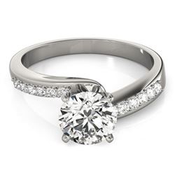 1.4 CTW Certified VS/SI Diamond Bypass Solitaire Ring 18K White Gold - REF-486N2Y - 27681