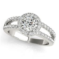 1.26 CTW Certified VS/SI Diamond Solitaire Halo Ring 18K White Gold - REF-224K5R - 26431