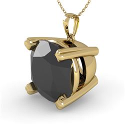 6.0 CTW Cushion Black Diamond Designer Necklace 18K Yellow Gold - REF-147X8T - 32380