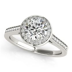 0.75 CTW Certified VS/SI Diamond Solitaire Halo Ring 18K White Gold - REF-132H8W - 26356