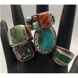 Group of 5 Sterling Rings