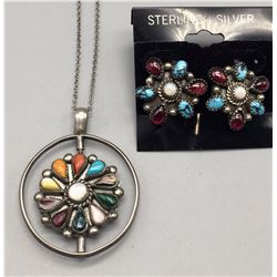 Multi-Stone Spinner Necklace and Earrings