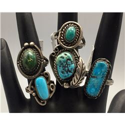5 Vintage Turquoise Rings