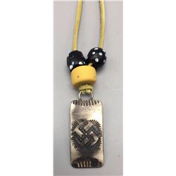 Sterling Tab Necklace With Trade Beads