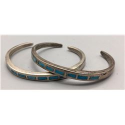 Pair of Turquoise Channel Inlay Bracelets