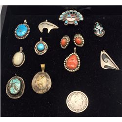 Group of Pendants - Pin - Earrings