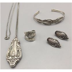 Old Sterling Spoon Jewelry Set