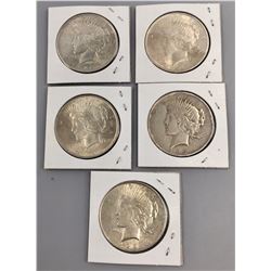 Group of Five, 1922 Silver Dollars