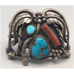 Vintage Turquoise and Coral Bracelet