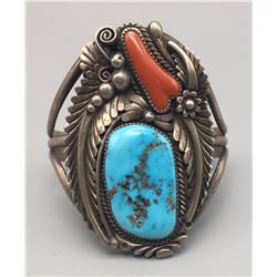 Vintage Turquoise and Coral Bracelet