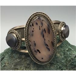 Moss Agate Cuff Bracelet