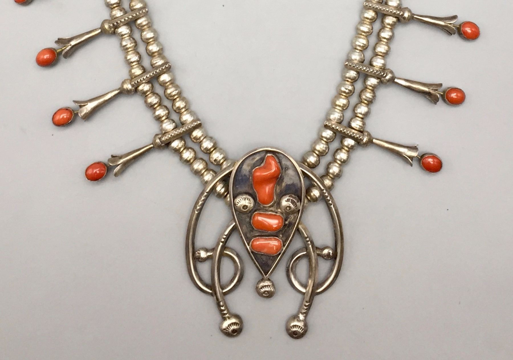 Coral Squash Blossom Necklace