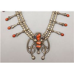 Coral Squash Blossom Necklace