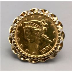 1881 Five Dollar Gold Piece - Tack-Pin