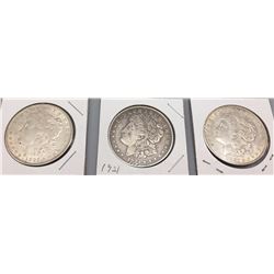 Group of Three Morgan Silver Dollars