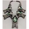 Image 3 : Deep Green Turquoise Cabochon Necklace