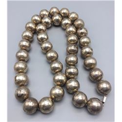 Large Sterling Silver Bead Necklace