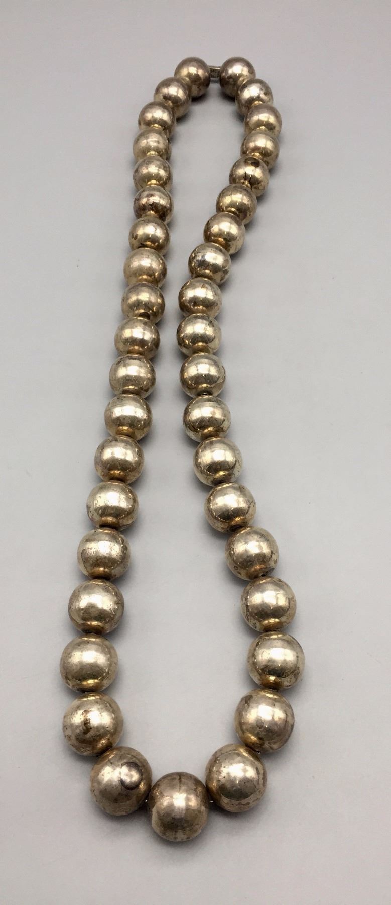 Large Sterling Silver Bead Necklace