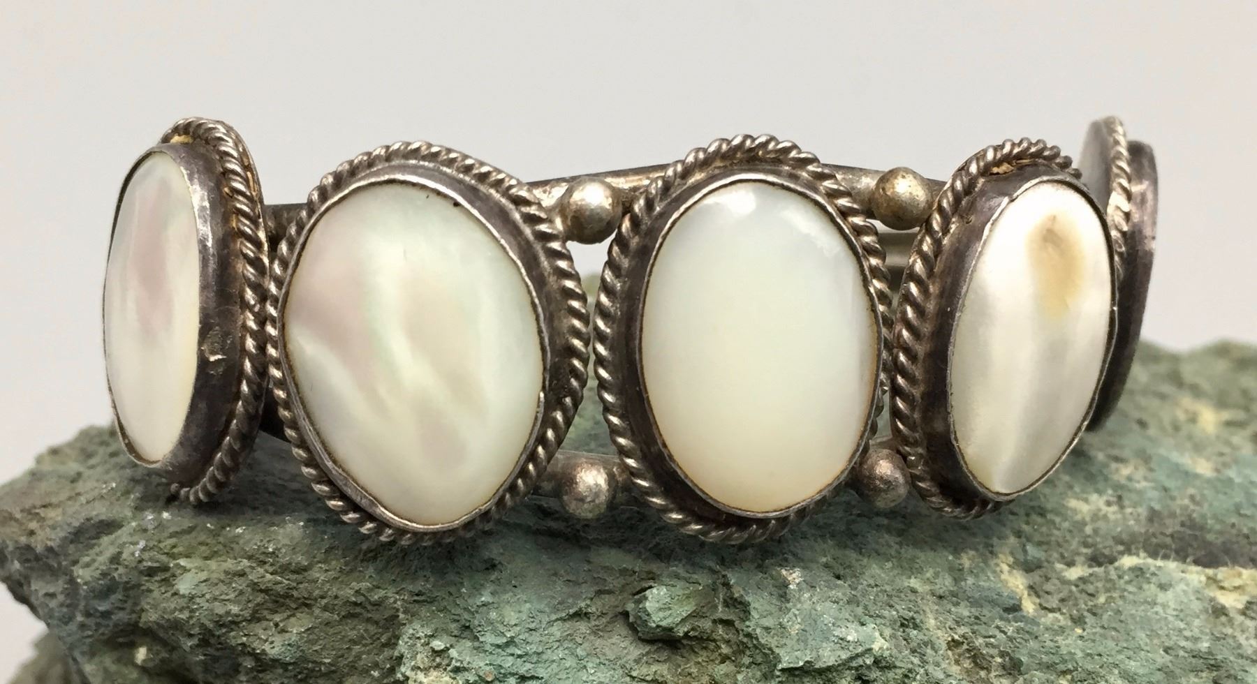 Antique Brass Mother of Pearl Bracelet