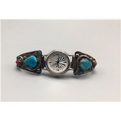 Effie C. Turquoise & Coral Watch Bracelet