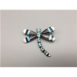 Turquoise and Onyx Dragonfly Pin
