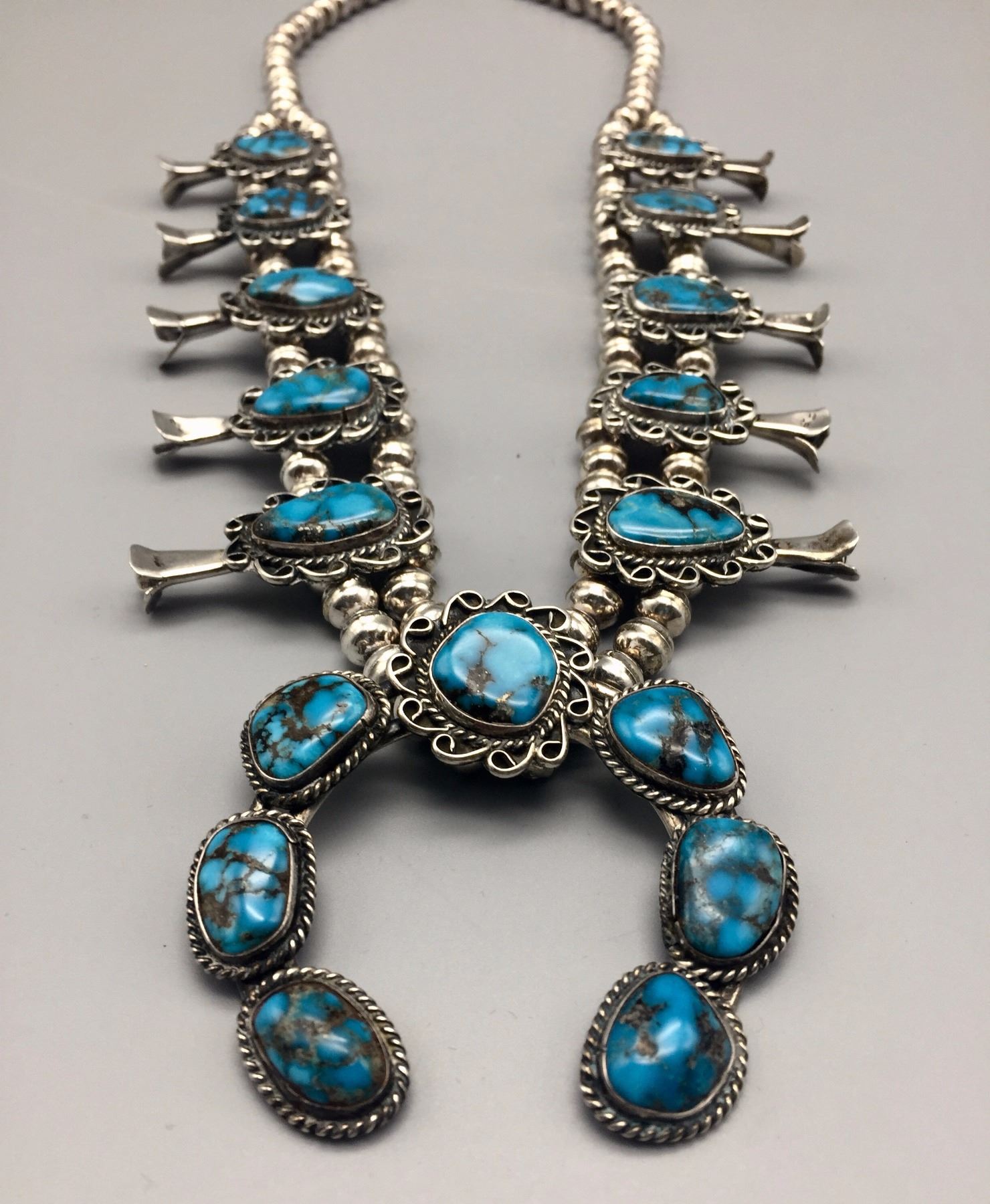 1970s Turquoise Squash Blossom Necklace