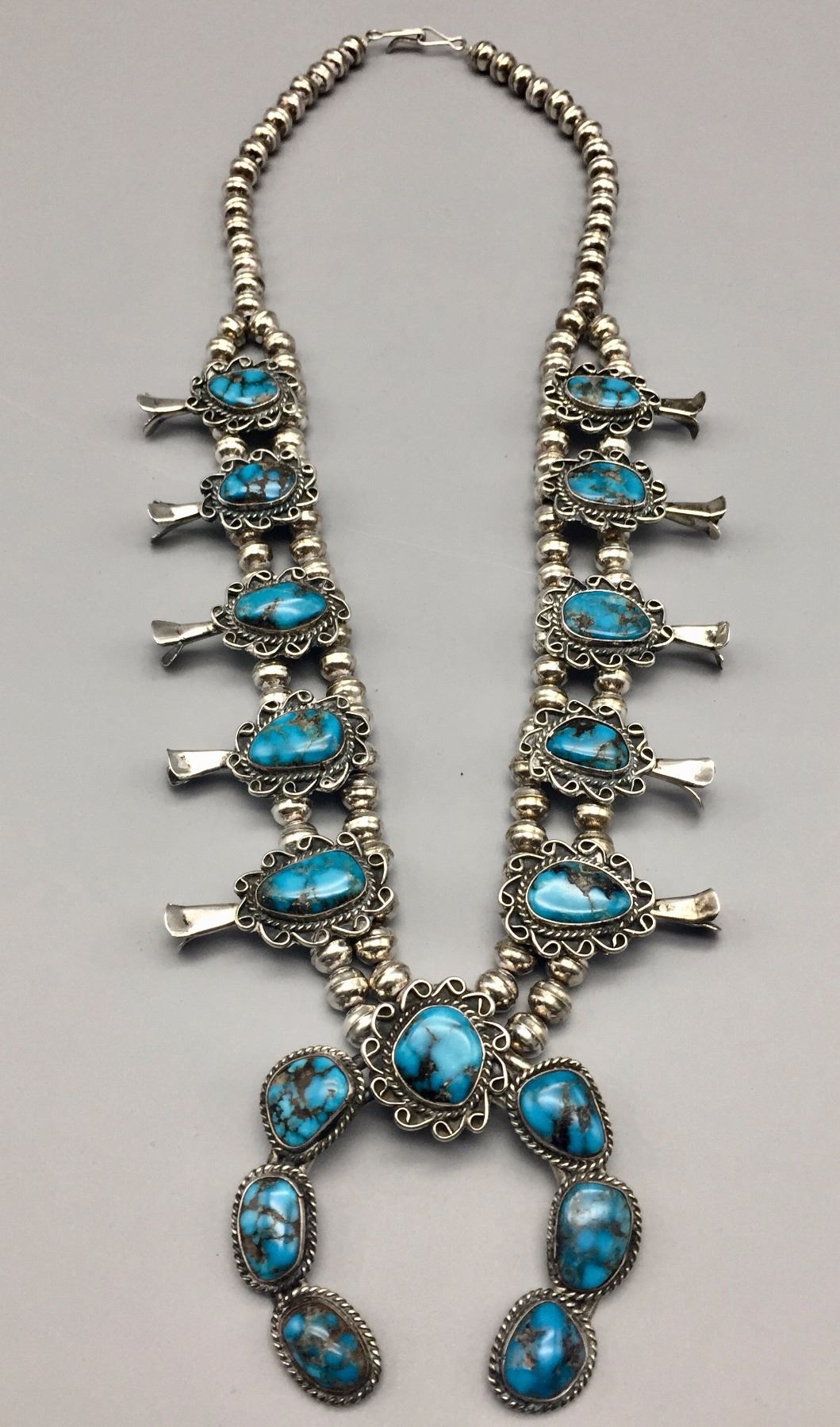 1970s Turquoise Squash Blossom Necklace