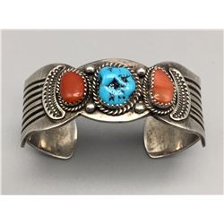 Vintage Turquoise and Coral Bracelet