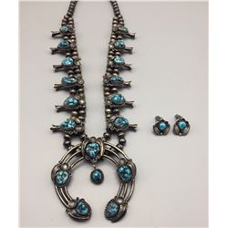 Vtg. Squash Blossom Necklace and Earrings