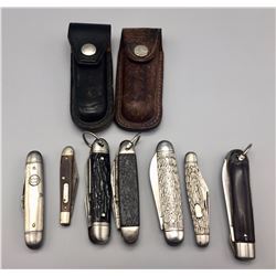 Group of Pocket Knives and Sheaths