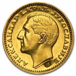 1931-1933 Yugoslavia Gold Dukat Alexander I AU