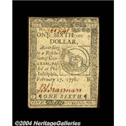 Continental Currency February 17, 1776 $1/6