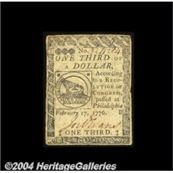Continental Currency February 17, 1776 $1/3
