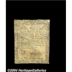 Continental Currency February 17, 1776 $1/3