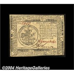 Continental Currency February 17, 1776 $5 Very