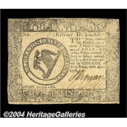 Continental Currency April 11, 1778 $8 About