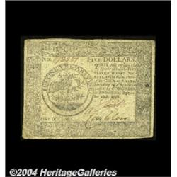 Continental Currency September 26, 1778 $5