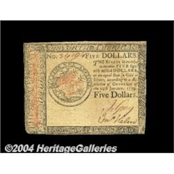 Continental Currency January 14, 1779 $5 About