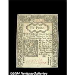 Connecticut June 19, 1776 6d Choice New. A