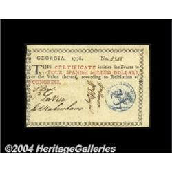 Georgia 1776 $4 Extremely Fine. A gorgeous
